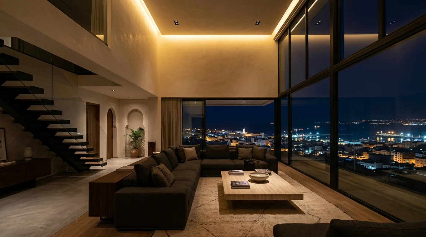 Mise en lumière Duplex Contemporain Vue Mer — Tanger à Tanger